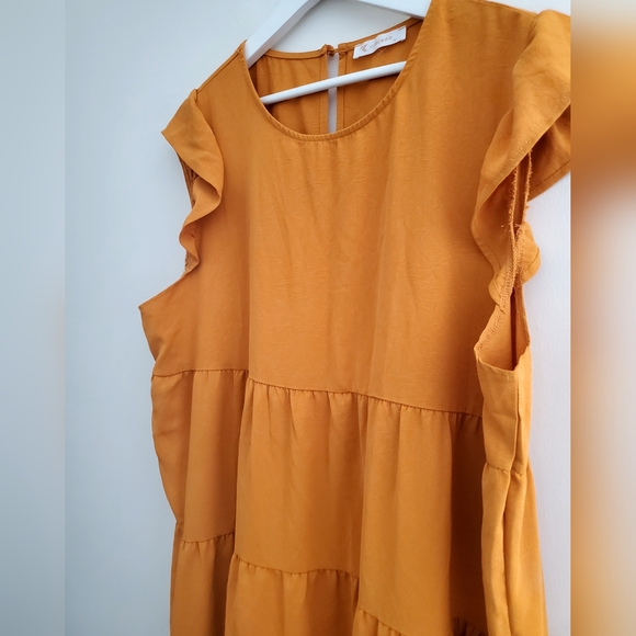 KIRUNDO Orange Ruffled Tiered Mini Sundress - Picture 3 of 6